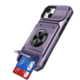 Wallet Card Slot Shockproof Protective Case Compatible With iPhone 17 and 18 Series Purple