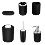6PCS Bathroom Accessories Set Soap Dispenser Toothbrush Holder Black