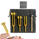 3 Pcs Aluminum Tuning Fork Set 128Hz 256Hz 512Hz for Meditation Yoga Gold