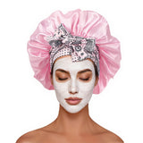 Double Layer Satin Sleep Bonnet Cap for Curly and Braided Hair Pink