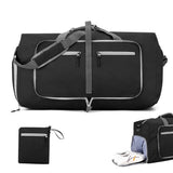 Large Foldable Travel Duffel Bag Carry-On Shoulder Bag with Shoe Compartment Black