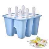 6-Cavity Ice Cream Popsicle Molds Ice Lolly Mold with Sticks Blue