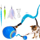 3-Tail Automatic Rolling Cat Toy Ball – Interactive Indoor Toy for Cats Blue