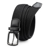 Mens Belt  Braided Stretch Golf Belt for Golf Pants Casual Shorts Jeans Black