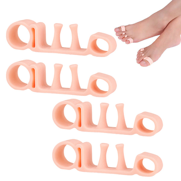 2 Pairs Five-Hole Toe Separators – Bunion Corrector Pads for Foot Alignment & Relief  Nude