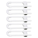 5 Pcs U-Shaped Cabinet Locks for Drawer and Door Knob Handles White