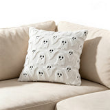 Halloween Ghost Decorative Pillow Cover Cute with Zipper for Home Office White