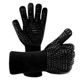 Double Sided Silicone BBQ Gloves Heat Resistant Non Slip Oven Mitts Black