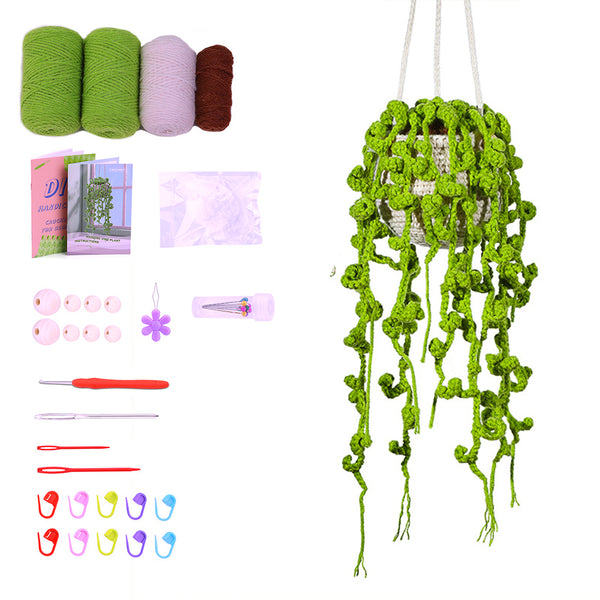 Knitting Kit for Beginners Hanging Potted Plants Needlework Starter Kit Style 3