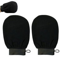 2Pcs Moroccan Exfoliating Gloves – 100 Percent Viscose Body Scrub Bath Mitts Black