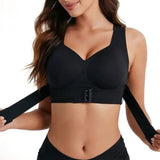 Seamless Front Closure Bra Wireless Full Coverage Cross Back Women Black