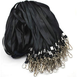 50PCS ID Badge Lanyards Polyester Flat with 360 Swivel Hooks Black