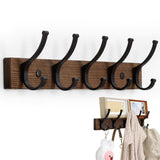 Wooden Coat Rack Wall Mount Rustic Coat Hanger Hooks with Double Hooks for Entryway Bedroom