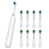 Rotating Electric Toothbrush with 5 Modes 8 Brush Heads for Home Travel White