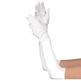 Satin Evening Gloves Long for Women Wedding Party and Cosplay White