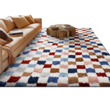 Checkered Rug for Living Room Modern Rug Washable Non-Slip for Home Aesthetic Decor Rainbow