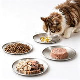4Pcs Stainless Steel Pet Bowls Durable Shallow Pet Feeding Dishes Easy to Clean Silver