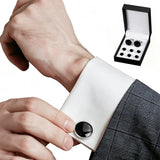 8 Pcs Men Cufflink Shirt Stud Set Tuxedo for Wedding Party Wear Style 1