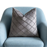 Velvet Cushion Cover Rhombus Pleated for Bedroom Sofa Window Seat Gray