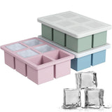 3 Pcs Silicone Ice Cube Trays with Lids 18 Cavity Large Square Molds Style 1