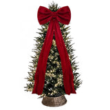 Velvet Christmas Tree Bow Oversized 40x230cm Long Streamers Red