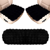 3Pcs Faux Sheepskin Auto Seat Home Cushion Fur Pad Cover Warm Mat Black