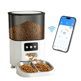 4.5L Automatic Double Cups Cat Feeders for Two Cats White