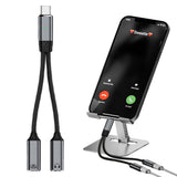 2-in-1 USB-C Splitter Dual Type-C Headphone and Charger Adapter Audio Dongle Cable for iPhone 16 Series Grey