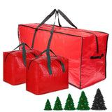 3pc Large Christmas Tree Storage Bags – PE Water-Resistant with Reinforced Handles & Zipper Red
