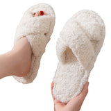 Non Slip Open Toe Slippers for Women Indoor and Outdoor White