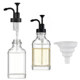 2 PCS 500ml Square Glass Syrup Soap Dispenser Bottles with Funnel Black