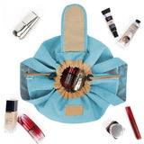 Travel Barrel Drawstring Makeup Bag Cosmetic Bag Toiletry Organizer Blue