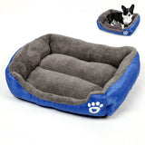 Soft Winter Semi-Enclosed Pet Bed Mat with Raised Edges Royal Blue
