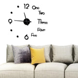 3D Wall Clock Acrylic Modern Mirror Surface DIY Clock Home Office Decor Black