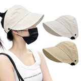 2PCS Wide Brim Quick Dry Foldable Sun Hat with Ponytail Opening and Hook