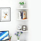 No-Drill Floating Corner Shelf Set for Wall Storage White