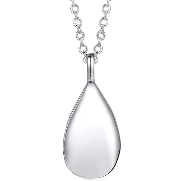 Stainless Steel Teardrop Cremation Pendant – Keepsake Memorial Necklace Sliver
