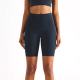 Women High Waist Biker Yoga Shorts with Pockets Black