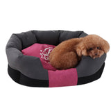Waterproof Pet Bed with Removable Washable Cover for Small & Medium Cats and Dogs Black and Pink L