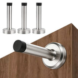 4 PCS No Drilling Door Stops Easy Installation with Strong Adhesive Tapes for Bottom Silver