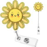 Cute Badge Clip Reel Retractable for Students Teachers Staff Yellow