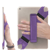 360 Degree Rotating Tablet Holder Stand with PU Leather Hand Strap Purple