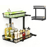 2 Tier Under Sink Organizer Slide out Pull out Cabinet Organizer Shelf for Kitchen Closet Organization Black