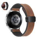 20mm Magnetized Leather Watch Band – Genuine Leather Strap for Samsung Huawei Xiaomi Dark Brown