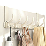 Over the Door Hooks with 6 Hooks Sturdy Door Hanger Organizer White