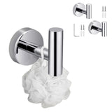 2Pcs Set Bathroom Towel Hook Wall Mounted Robes Holder Stainless Steel Clothing Hanger Silver