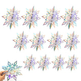 3D Paper Snowflake Hanging Decor Christmas Tree & Party Ornaments Iridescent Silver
