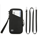 RFID Blocking Passport Holder Family Travel Card Organizer With Zipper Black