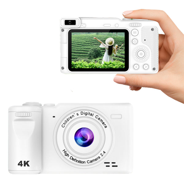 8X HD Digital Camera Kid' Camera Autofocus 4K Camera with Memory Card  White