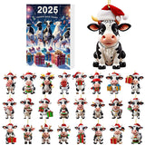 Christmas Cow Advent Calendar – 24-Day Blind Box Ornaments Set for Tree Style 1